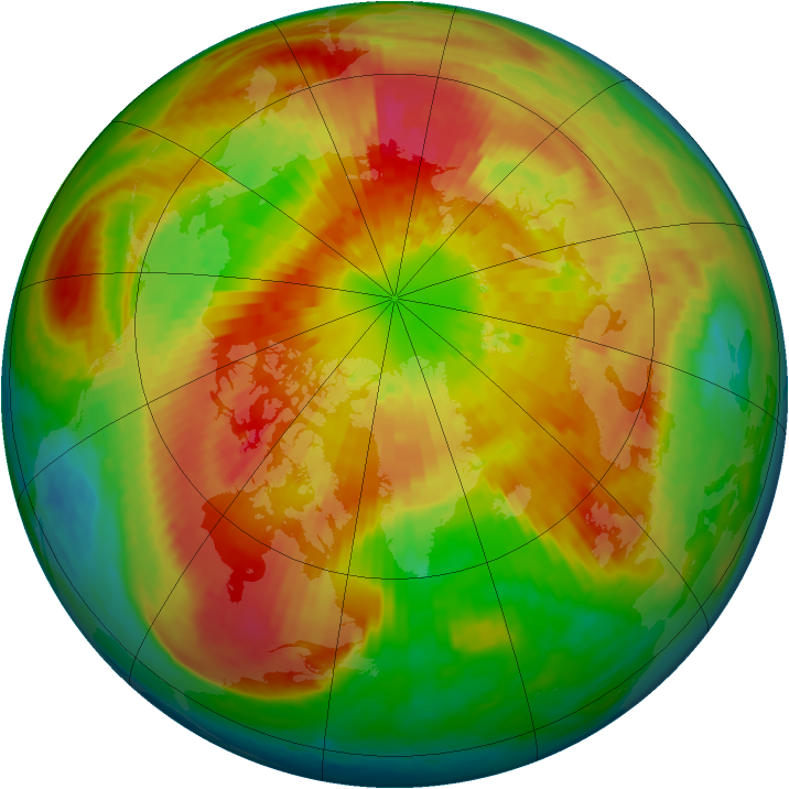 Arctic ozone map for 22 March 2004
